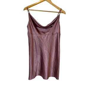Victoria Secret Mauve Satin Slip Cowl Neck Spaghetti Straps Women's Dress Size L